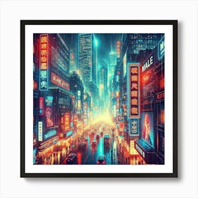 Chinese City At Night Art Print