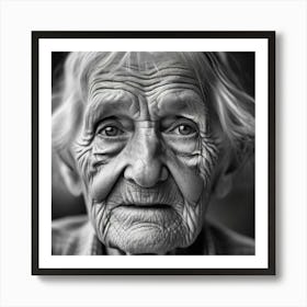 A Close Up Portrait Of An Elderly Person With A Weathered Face Deep Wrinkles And Kind Eyes Telling A 1172753123 Art Print