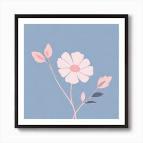 A White And Pink Flower In Minimalist Style Square Composition 445 Art Print