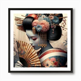 Japan Traditional Geisha Illustration By Ad 92 Art Print