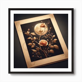 Moon And Roses Art Print