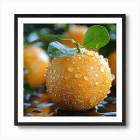 Water Drops On Oranges Art Print