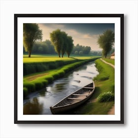 Canoe On A River Art Print