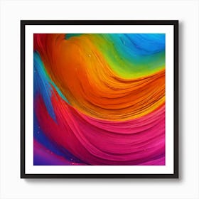 Abstract Brush at Rainbow color Art Print