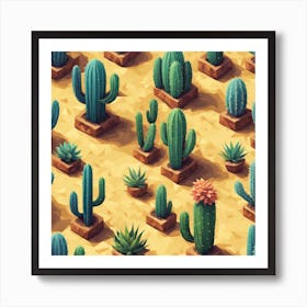 Isometric Cactus Art Print