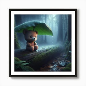 Teddy Bear In The Forest 1 Art Print