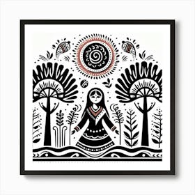 Woman In The Forest Art Print