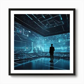 Futuristic Man In A Futuristic Room Art Print