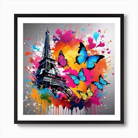 Paris Butterfly Painting Art Print