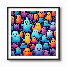 Ghosts Seamless Pattern 1 Art Print