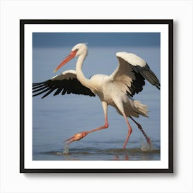 Default A Stork Catches Fish From The Sea 0 1 Art Print