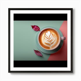 Latte Art, Leaves On A Coffee Cup Art Print