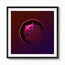 Geometric Neon Glyph on Jewel Tone Triangle Pattern 199 Art Print