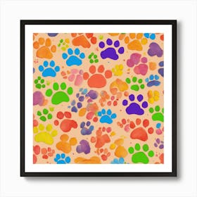 Dog And Cat Paws Pattern Art Print