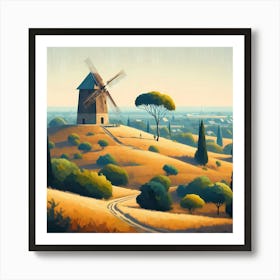 Windmill In The Countryside Art Print