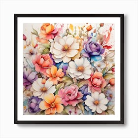 Watercolor Flowers Art Print