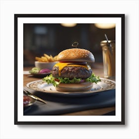 Hamburger On A Plate 157 Art Print