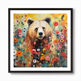 Bear and flowers Art Print