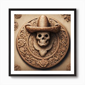 Skull In A Sombrero Art Print