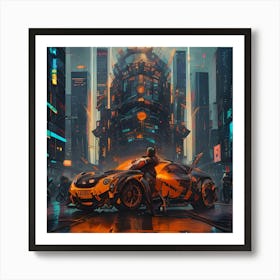 Pumpkin Car (Cyberpunk37) Art Print