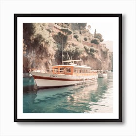Boat In Taormina, Summer Vintage Film  Photography Art Print