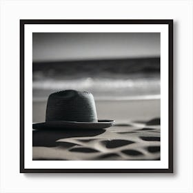 Hat On The Beach Art Print