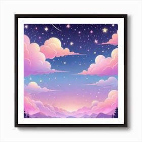 Sky With Twinkling Stars In Pastel Colors Square Composition 315 Art Print