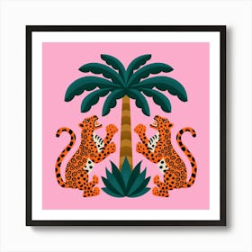 Jaguars And Palm Art Print