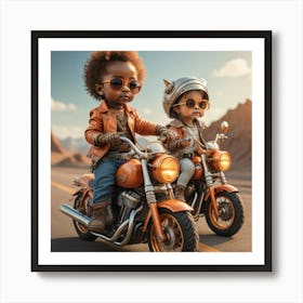 Two Kids On Motorcycles 1 Art Print