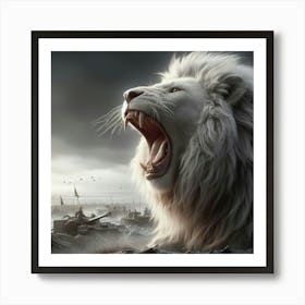 Lion Roaring Art Print