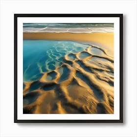 Liquid Sand, Golden Ripples on the Beach 4 Art Print