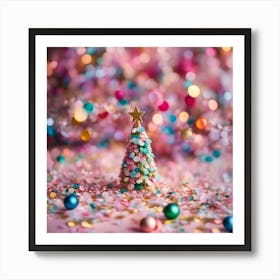 Christmas Tree With Confetti Art Print