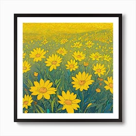 Sunflowers In The Field Art Print