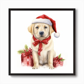 Santa Labrador Art Print