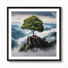 Single Tree On Top Of The Mountain (33) Art Print