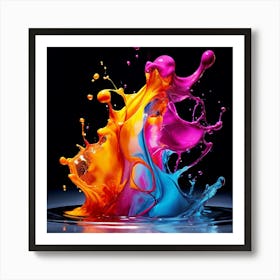Fresh Colors Liquid 3d Design Spark Hot Palette Shapes Dynamism Vibrant Flowing Molten (22) Art Print