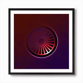 Geometric Neon Glyph on Jewel Tone Triangle Pattern 037 Art Print