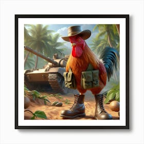 Army Rooster Art Print