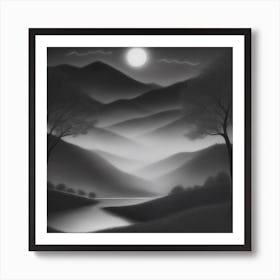 Moonlight In The Mountains 2 Art Print