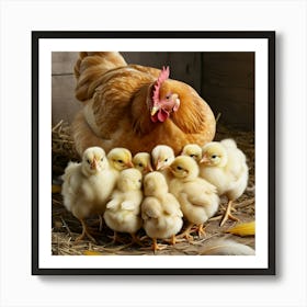 Chickens With Chicks Art Print