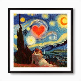 Starry Night Love Is Love Van Gogh Art Print