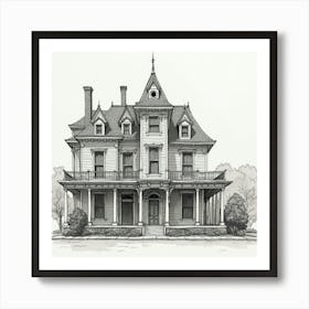 Black And White Victorian New Orleans Home Poster