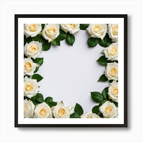 White Roses Frame 3 Art Print