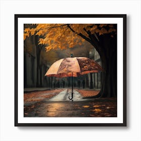 An Umbrella Falling To The Ground Rain Falling 6 Art Print