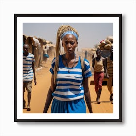 Woman Walks Down A Dirt Road Art Print