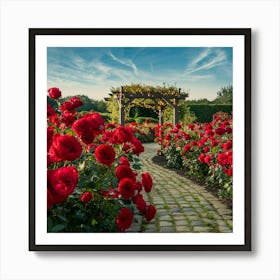 Red Roses In The Garden Art Print