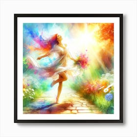 Woman Dances In The Sun Art Print