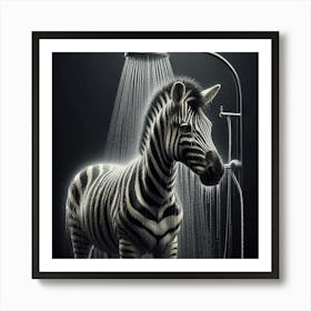 Zebra in the Shower Art Print