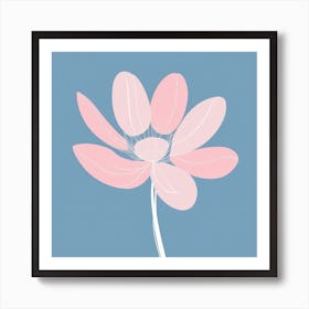 A White And Pink Flower In Minimalist Style Square Composition 548 Art Print