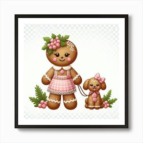 Gingerbread and doggy Art Print